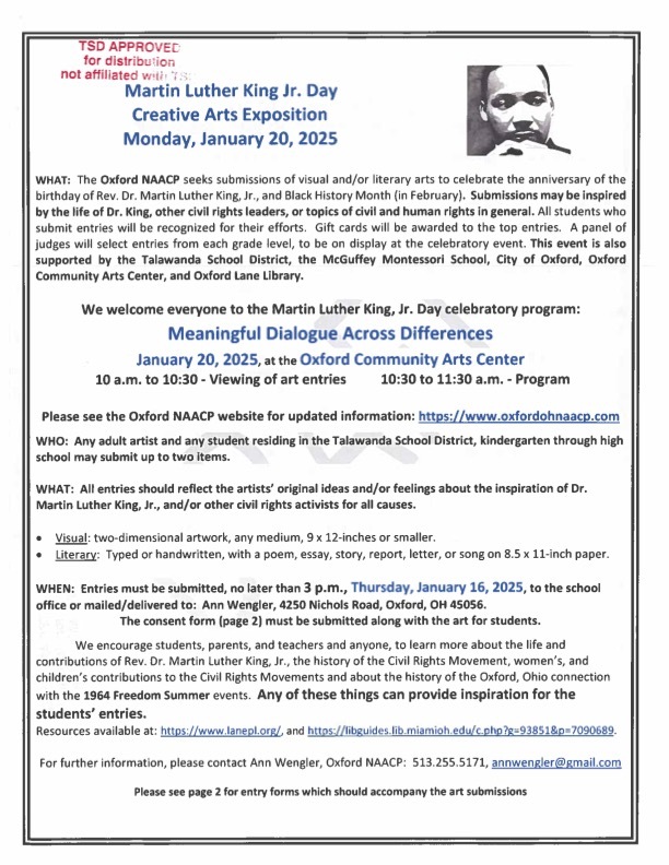 MLK Art Exposition Information for 2025